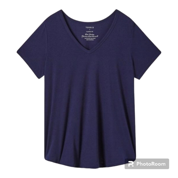 + Torrid navy blue vneck short sleeve relaxed fit short sleeve tshirt - Picture 6 of 11